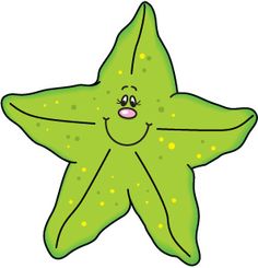 a green starfish with a happy face on it's back and eyes closed