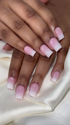 Pink Pretty Nails, White Ombré Nails, Sqaure Nails, Blush Pink Nails, Nails Short Square, Green Acrylic Nails, Ombré Nails, Toe Nail Color