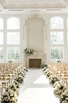 White And Gold Wedding Ceremony Aisle Decorations, Classic Ceremony Decor, White Floral Aisle Decor, Floral And Candle Wedding Aisle, Ceremony Aisle Flowers On Ground, Wedding Alter Flowers Indoor, Classy Wedding Ceremony Decor, Wedding Stairs Decoration Outdoor, Wedding Venue Flowers Decor