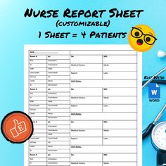 a nurse record sheet is shown with medical supplies