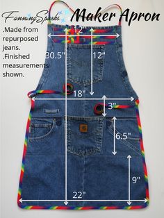 the size and measurements of a denim apron