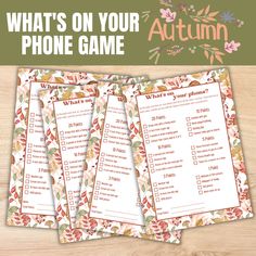 an autumn phone game with the text what's on your phone game?