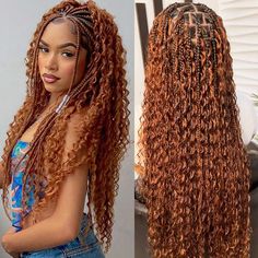 Premium Deep Wave Bulk Hair|#30 Light Brown Color - 24(1 Bundle/100g) / 30# - IshowHair Boho Box Braids With Color, Honey Brown Knotless Braids, Braids Color Ideas, Braid Color Ideas, Funali Braids, Afro Hairstyles Braids, Brown Braids, Indian Hair Color, Braids Color