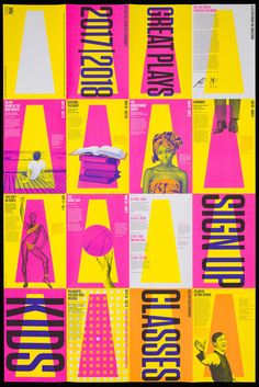 a poster with different types of people and words on the front, in bright colors