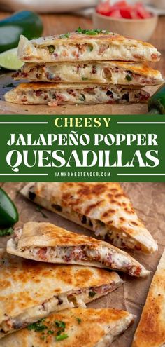 cheesy jalapeno popper quesadillas on a cutting board