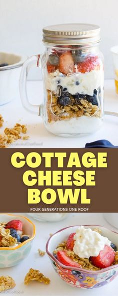 cottage cheese snacks and breakfast ideas in a mason jar Cheese Snack Ideas, Cottage Cheese Snack Ideas, Cottage Cheese Snacks, Mason Jar Snacks, Cheese Snack, Cottage Cheese Snack, Yummy Healthy Breakfast, Nutritious Recipes, Cheese Snacks