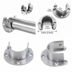 four different types of brackets and fittings for the front door, back door, and side doors