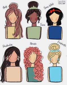 different types of women's hair with their names in each one, and the words on