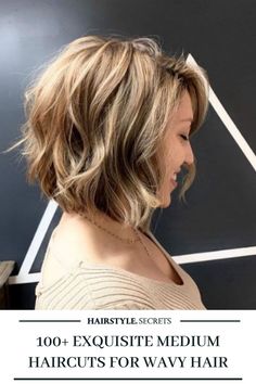 These chunky, heavily chopped blonde strands with subtle curls bring so much volume and a bouncy movement to your look. Check out this list and find more cool medium haircuts for wavy hair. #mediumhaircuts #wavyhair #curlyhair #voluminoushaircuts #hairstylesecrets Thick Wavy Haircuts, Naturally Wavy Hair Cuts, Wavy Layered Hair, Bob Hairstyle Ideas, Haircut Bob, Bob Blonde, Medium Length Wavy Hair