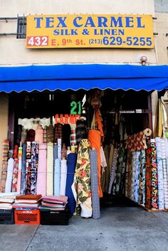 La Fashion District, Fashion District Los Angeles, Fabric Shopping, Houndstooth Fabric, Infant Car Seat Cover, Fashion District, Fabric Quilting, Store Front, Fabric Remnants