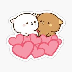 two cats kissing with hearts sticker