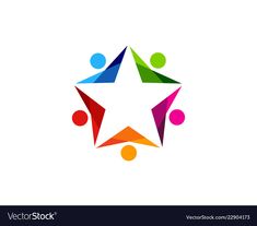 people holding hands in the shape of a star logo template for your company or business