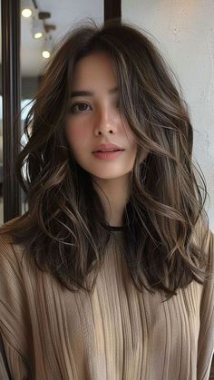 Brown Hair Looks, Hairstyle Tutorials, Layered Hairstyles, Hairstyles For Layered Hair, Haircut Styles, Wavy Hairstyles, Dark Brown Hair Color, Haircuts For Medium Hair, Haircuts Straight Hair