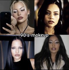 90’s Eyebrows, 90s Fine Makeup, Maneater Beauty, Eyeshadow Looks Black, 90s Cool Toned Makeup, 90 Makeup Inspiration, 200s Makeup Look, 90s Bombshell Makeup, Id Makeup Photo