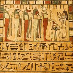 ancient egyptian paintings on display at the museum in egypt, with some writing and symbols