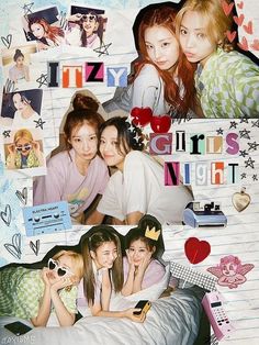 Y2k Collage Edit, Itzy Y2k, Night Collage, Y2k Collage, Yearbook Ideas, Posca Marker, Itzy Ryujin, Summer Scrapbook