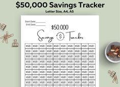 the $ 50, 000 savings tracker is on display