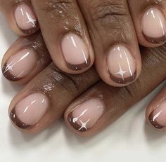 Brown Acrylic Nails, Brown French, New Years Nail Designs, Minimal Nails, Instagram Nails, New Year's Nails, Neutral Nails, Minimalist Nails, Fire Nails