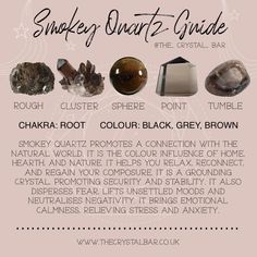 Smokey Quartz Crystal Meaning, Smokey Quartz Meaning, Identifying Rocks, Crystal Powers, Crystal Knowledge, Crystal Identification, Quartz Properties, Smoky Crystal, Witch Spirituality