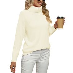 Uvplove Women 2023 Fall Casual Turtleneck Batwing Sleeve Chunky Oversized Ribbed Knit Tunic Sweaters Pullover is going to be the newest staple in your wardrobe!Living up to its namesake,this sweater is unbelievably soft,lightweight,and cozy youre going to have to feel it to believe it.Long sleeve batwing sweater with turtleneck,simply and casual,soft and cozy knitted material is chunky enough to keeps you warm in fall or winter! The bat Sleeves are slso the core design of this sweater, making it Sweater With Turtleneck, Tunic Sweaters, Soft Knit Cardigan, Casual Turtleneck, Shrug For Dresses, Batwing Sweater, Cropped Cardigan Sweater, Winter Shirts, Hem Sweater