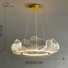 the modern chandelier is made from glass and has a circular light fixture with an intricate