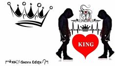 two people standing next to each other in front of a heart with the word king on it