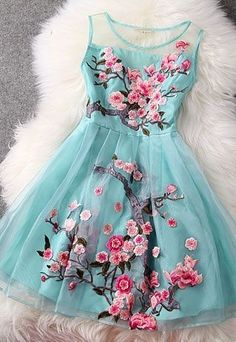 Cherry blossom dress Embroidered Lace Dress, Skirt Maxi, فستان سهرة, Manish, Floral Sleeveless, Mode Inspiration, A Dress, Blue Dress, Pretty Dresses