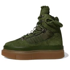 Army Green Sneakers, Adidas Ivy Park, Green Ankle Boots, Adidas High, Adidas High Tops, Funky Shoes, Green Sneakers, Ivy Park, Green Outfit