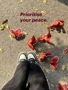 a person standing in front of flowers with the words, praise your peace on it