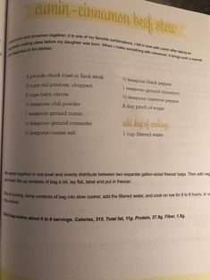 an open book with instructions on how to cook