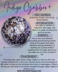 A powerful stone for intuition and manifestation— Indigo Gabbro will guide you through life changes, help you stay grounded, and be open to truths along the way! It attracts synchronicities, heightens our intuition, and opens our third eye. Shop our Indigo Gabbro collection in-store, or online at rockswithsass.com! Libra Pisces, Indigo Gabbro, Crystal Witch, Spirit Communication, Taurus Scorpio, Deep Healing, Crystal Vibes, Zodiac Taurus