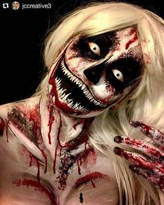 Creative Makeup Halloween, Halloween Makeup Sfx Scary, Scary Makeup For Halloween, Halloween Sfx Makeup Ideas, Fantasy Halloween Makeup, Halloween Scary Makeup Looks, Sfx Scary Makeup