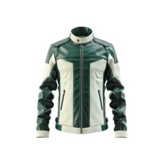 Made to order from 100% genuine leather, this Green and white jacket is perfect for the biker who wants a stylish and functional piece of outerwear. The jacket features a classic racing style with a trendy style, asymmetrical zip closure, and epaulettes on the shoulders. The interior is lined with a soft and comfortable satin lining. Features: Made from 100% genuine leather Quilted front and back Asymmetrical zip closure Epaulettes on the shoulders Satin lining Two zippered pockets on the front White Long Sleeve Biker Jacket For Motorcycling, White Moto Outerwear For Streetwear, White Outdoor Biker Jacket, White Biker Jacket For Outdoor, White Winter Outerwear For Biker Events, White Moto Leather Jacket For Streetwear, White Biker Outerwear For Biker Events, White Biker Style Outerwear For Biker Events, White Biker Jacket For Winter Events