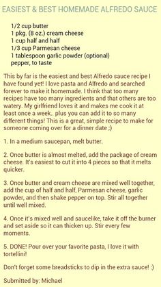 the recipe for easy homemade alfredo sauce