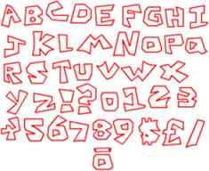 the letters and numbers are drawn with red marker pens