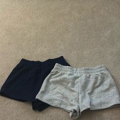 Never Worn Super Soft And Cute Sweatshorts Navy Blue And White/Light Grey Cute Hiking Clothes, Sweatshorts Outfits, Grey Sweatshorts, Summer Short Pants, Cute Lounge, Shein Shorts, Girls Shorts, 90s Fashion Outfits, Sweatpants Shorts