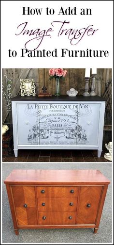 an old dresser is painted white and has pink flowers on it with the words how to add