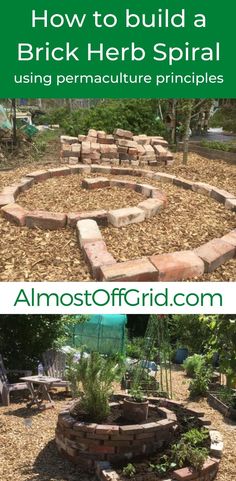 an image of how to build a brick herb spiral using permaculture principals