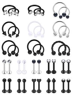 PRICES MAY VARY. You will receive 38pcs 16 gauge lip rings and horseshoe nose hoop rings,can be use as lip piercing studs,labret monroe lip rings,medusa piercing jewelry, tragus helix earrings,nose hoop rings and anothers body jewelry. Made with surgical grade 316L Stainless Steel,High Quality Acrylic and Cubic-Zirconia, durable and hypoallergenic, completely non-corrosive,lead and nickel free, also resistant to acid, alkali, no fading, no distortion. Gauge Size: 16G(1.2mm), Lip Rings Wearable B Lip Piercing Stud, Medusa Piercing Jewelry, Dermal Piercing Jewelry, Tragus Daith, Forward Helix Earrings, Lip Rings, Lip Stud, Medusa Piercing, Cartilage Earrings Stud