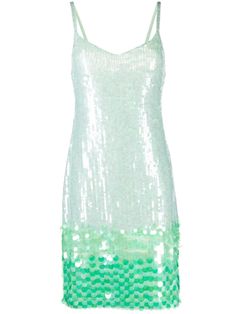 Find P.A.R.O.S.H Gigi Sequinned Minidress on Editorialist. light green stretch-design sequin embellishment sweetheart neck spaghetti straps square open back straight hem thigh-length