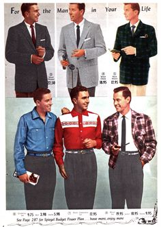 Spiegel Catalog, Fashion Sketches Men, 1950s Hollywood, 1960s Style