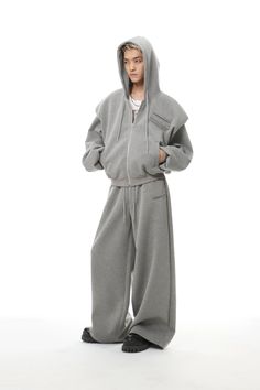 Wide Leg Sweatpants, Hoodie Oversize, Tracksuit Set, Urban Wear, Jogger Set, Comfortable Outfits, Comfy Outfits, Comfortable Fashion, Zip Up