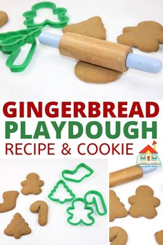 gingerbread playdough recipe and cookie cutters for kids to make with their own hands