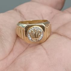 10kt Solid Gold Ring Weight 7.67 Gram Size 10 Ring Top 14.1*13.2 Mm Stone Are Cubic Zirconia Please Check The Picture Carefully Understand The Size Of Ring Men’s Gold Jewelry Rings, Pinky Ring Gold, Gold Ring For Men, Mens Pinky Ring, Gold Rings Jewelry, Solid Gold Ring, Ring For Men, Solid Gold Rings, Mens Accessories Jewelry