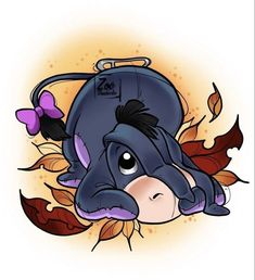 an image of a cartoon cow with leaves on it's head and the words disney written