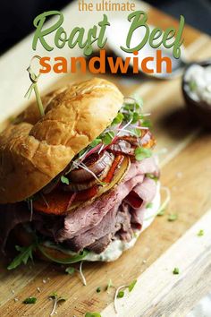 the ultimate roast beef sandwich is ready to be eaten