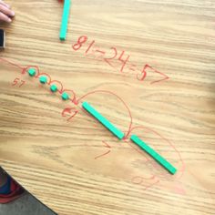 the child is drawing on the table with crayons