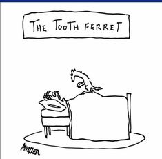 the tooth ferret cartoon is shown in black and white, with an image of a man