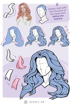 the different types of hair are shown in this drawing style diagram, which shows how to draw