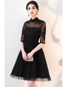 Retro Little Black Lace Homecoming Party Dress with Collar #MXL86057 - GemGrace.com Fitted Black Evening Dress For Prom, Black Fitted Evening Dress For Prom, Black Mini Length Evening Dress For Prom Season, Black Mini Length Evening Dress For Prom, Black Mini-length Evening Dress For Prom Season, Black Mini Evening Dress For Prom, Black A-line Mini Dress For Wedding, Black Mini Dress For Wedding And Prom Season, Black Prom Dresses For Prom Season